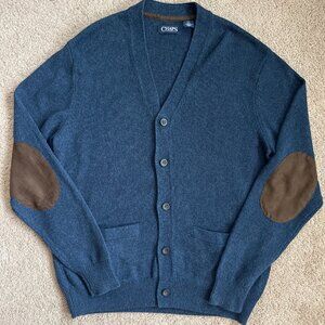Chaps Ralph Lauren Vintage Cardigan Elbow Patches Men L Grandpa Layer 100%Cotton